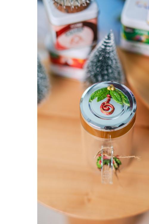 Cube Tea YILBAŞI TEMALI KOZALAK Çift Camlı Çift Cidarlı Cam Kupa 350 ml Ev Ofis Isı Yalıtımlı Kulplu Bardak